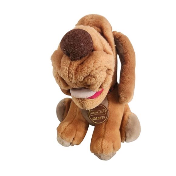 Vintage Ganz Baby Wrinkles Dog Puppy Collar Tag Plush Brown Stuffed 1981 - Picture 8 of 11